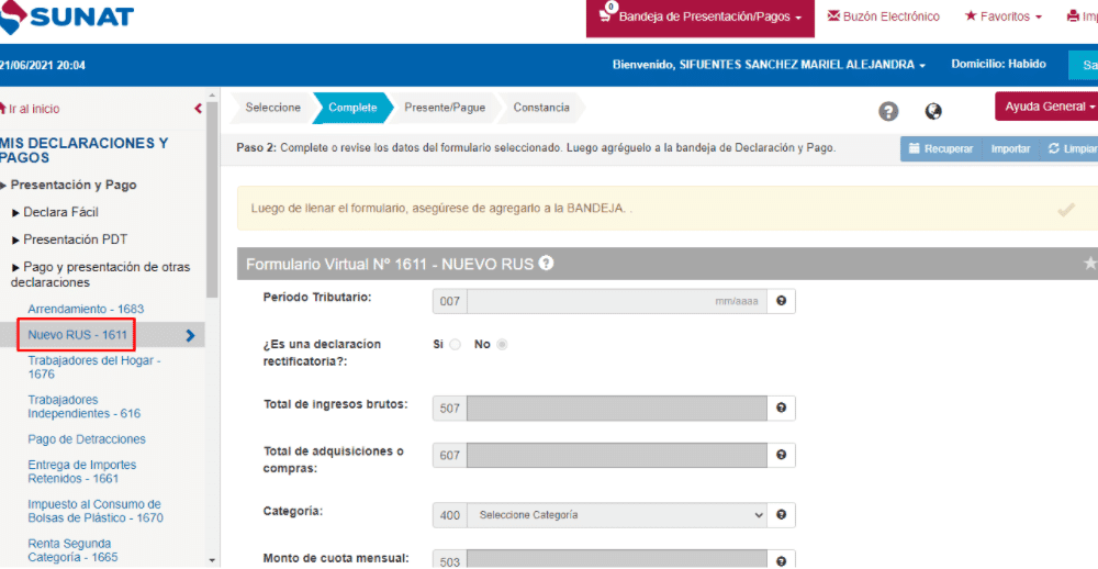 Declaración Impuestos Mensuales 2021