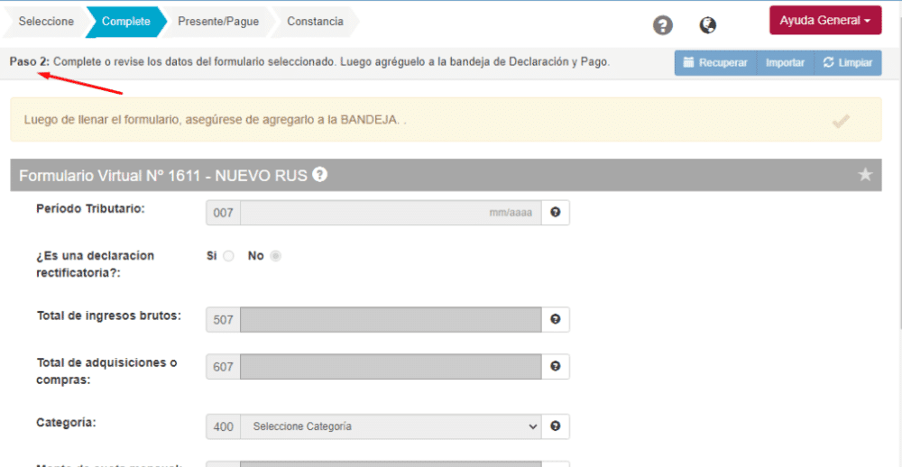 Categorías Declaración Impuestos 2021