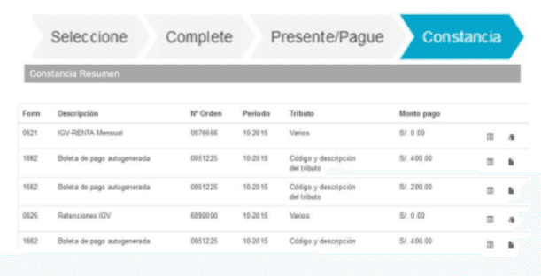 Constancia Pago Declaración Impuestos Sunat 2021
