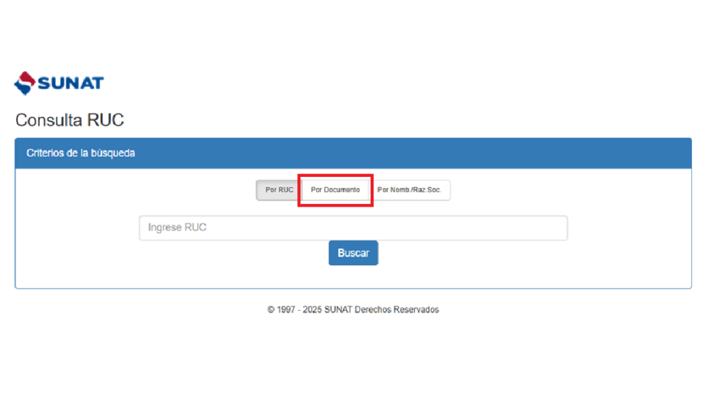 Consultar ruc por documento