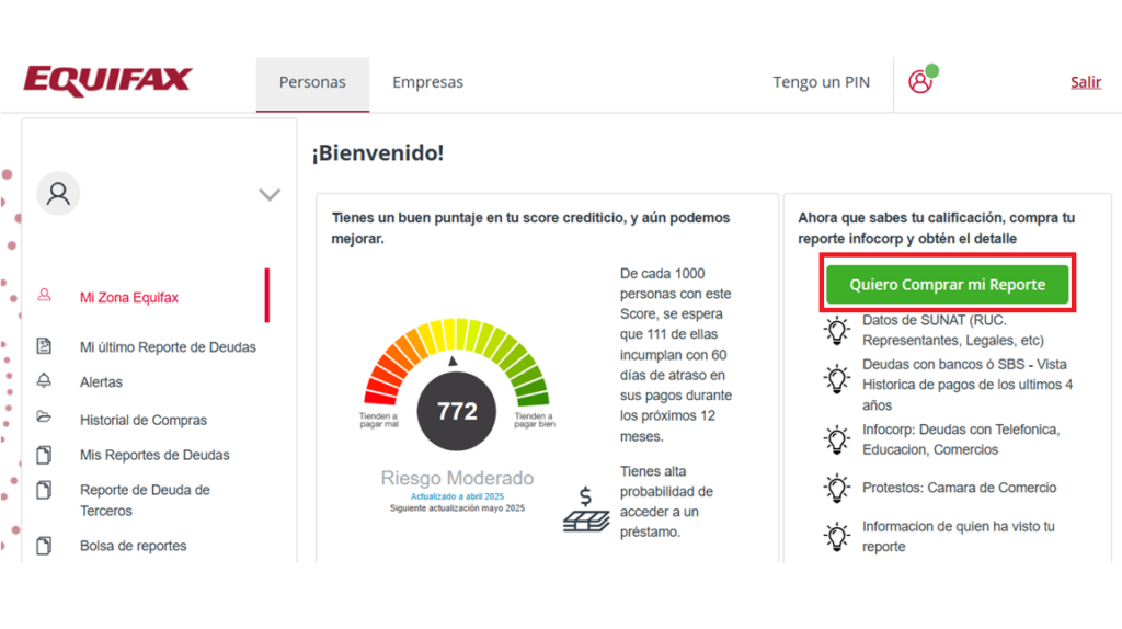 Equifax gratis con dni