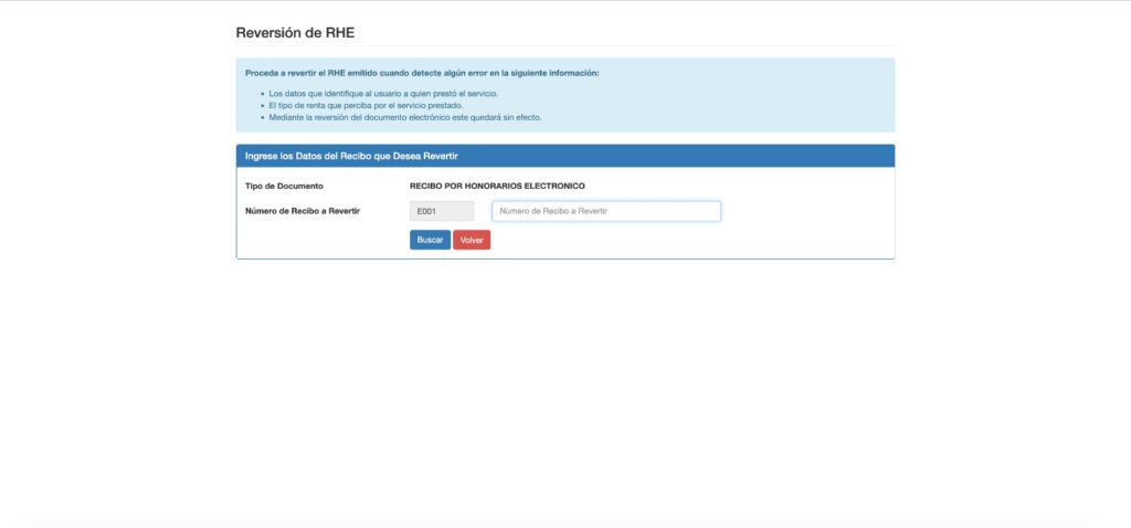 Revertir recibo por honorarios